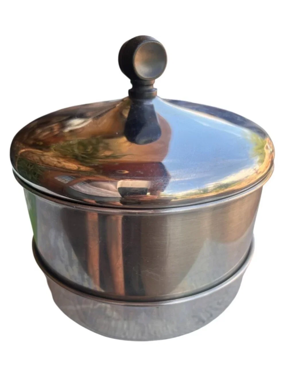 FarberWare Double Boiler Pan Set W/ Lid  2 Quart Aluminum Clad SS Hanging Rings